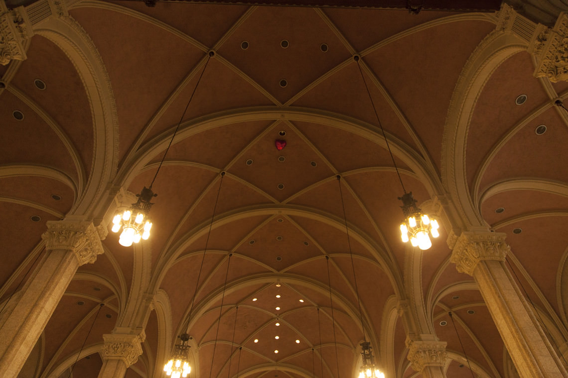  - untitled (a heart-shaped red balloon inflated with helium dropped into a church)