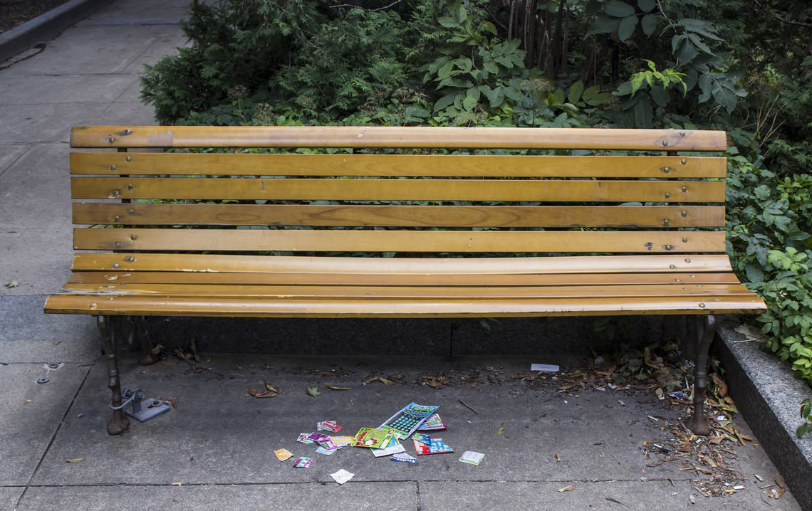  - untitled (torn lottery tickets found by the artist and scattered on the ground here and there)