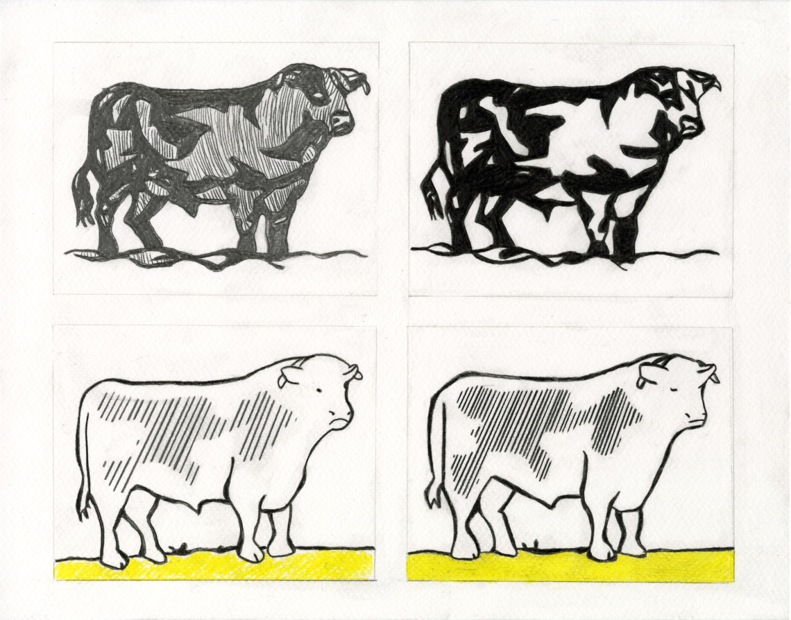  - Sturtevant Study for Lichtenstein Bull I and II 1988