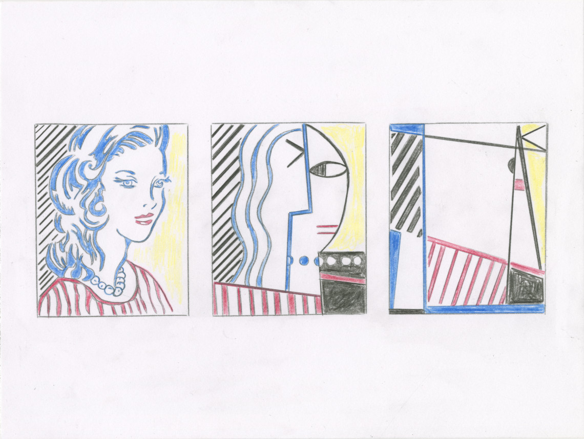  - Sturtevant Study for Lichtenstein Portrait Triptych 1988