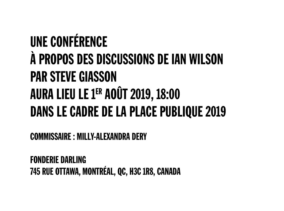  - UNE CONFÉRENCE À PROPOS DES DISCUSSIONS DE IAN WILSON